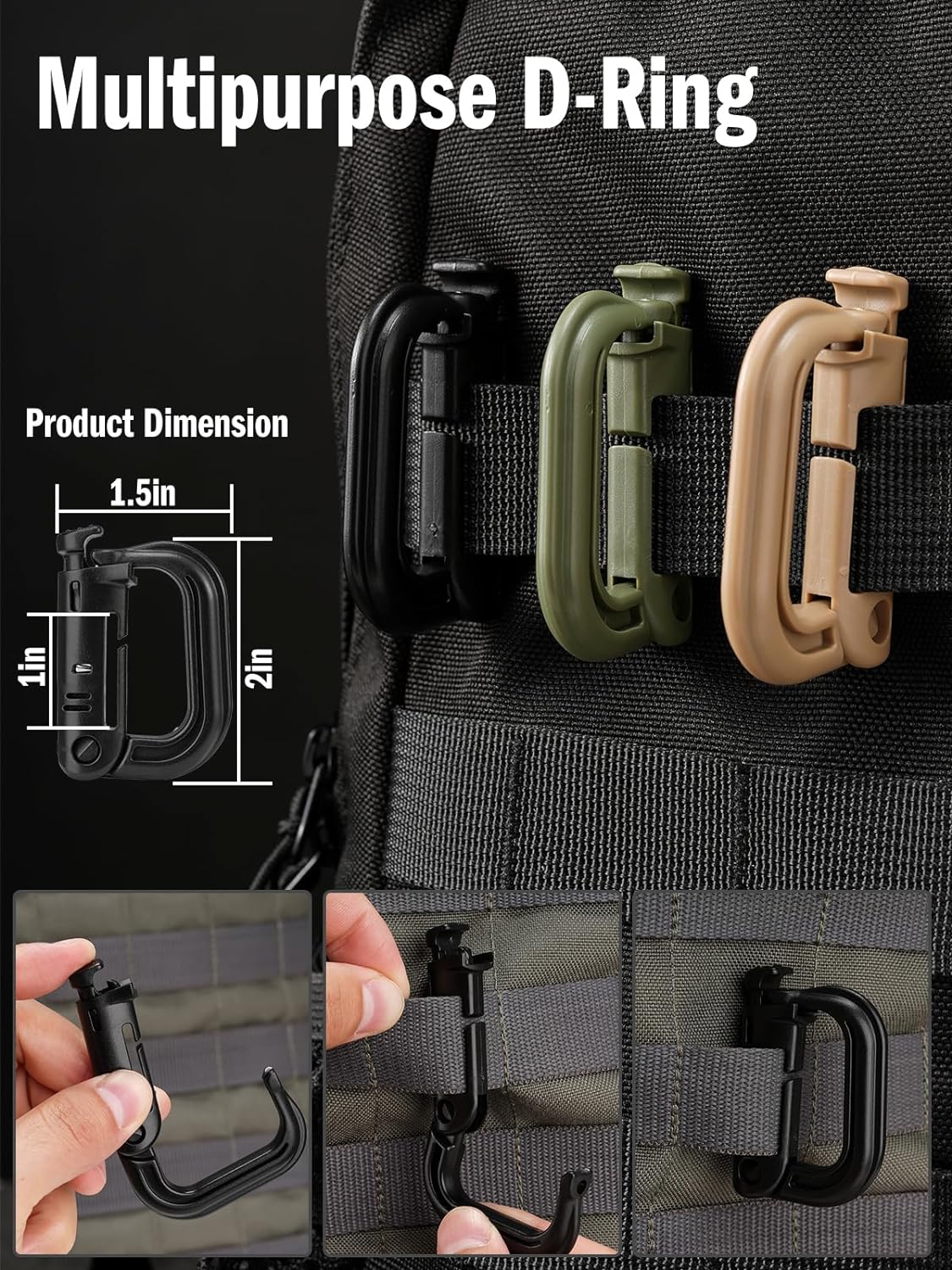 Tactical D-Ring Carabiner Grim - Carabiner Locking D บทวิจารณ์และราคา