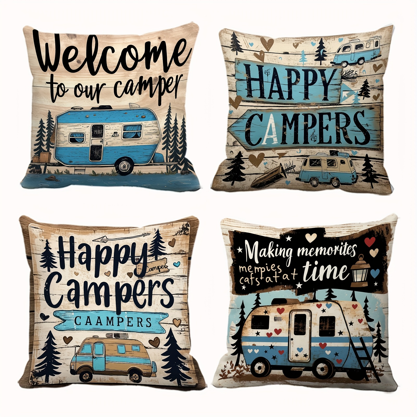 Vintage Country Camping Pillow - Outdoor Adventure Vans บทวิจารณ์และราคา