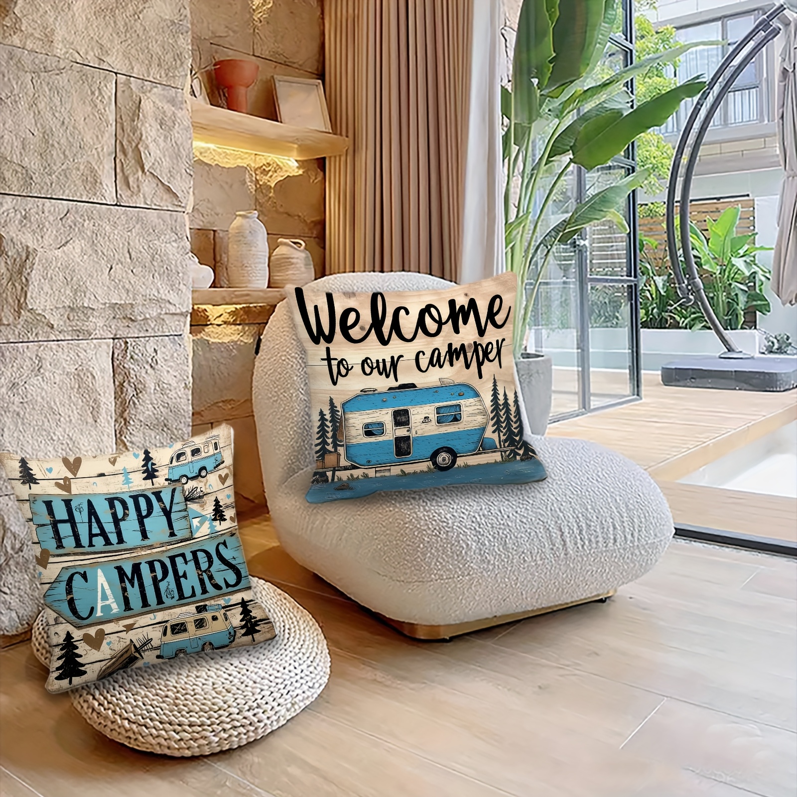 Vintage Country Camping Pillow - Outdoor Adventure Vans บทวิจารณ์และราคา
