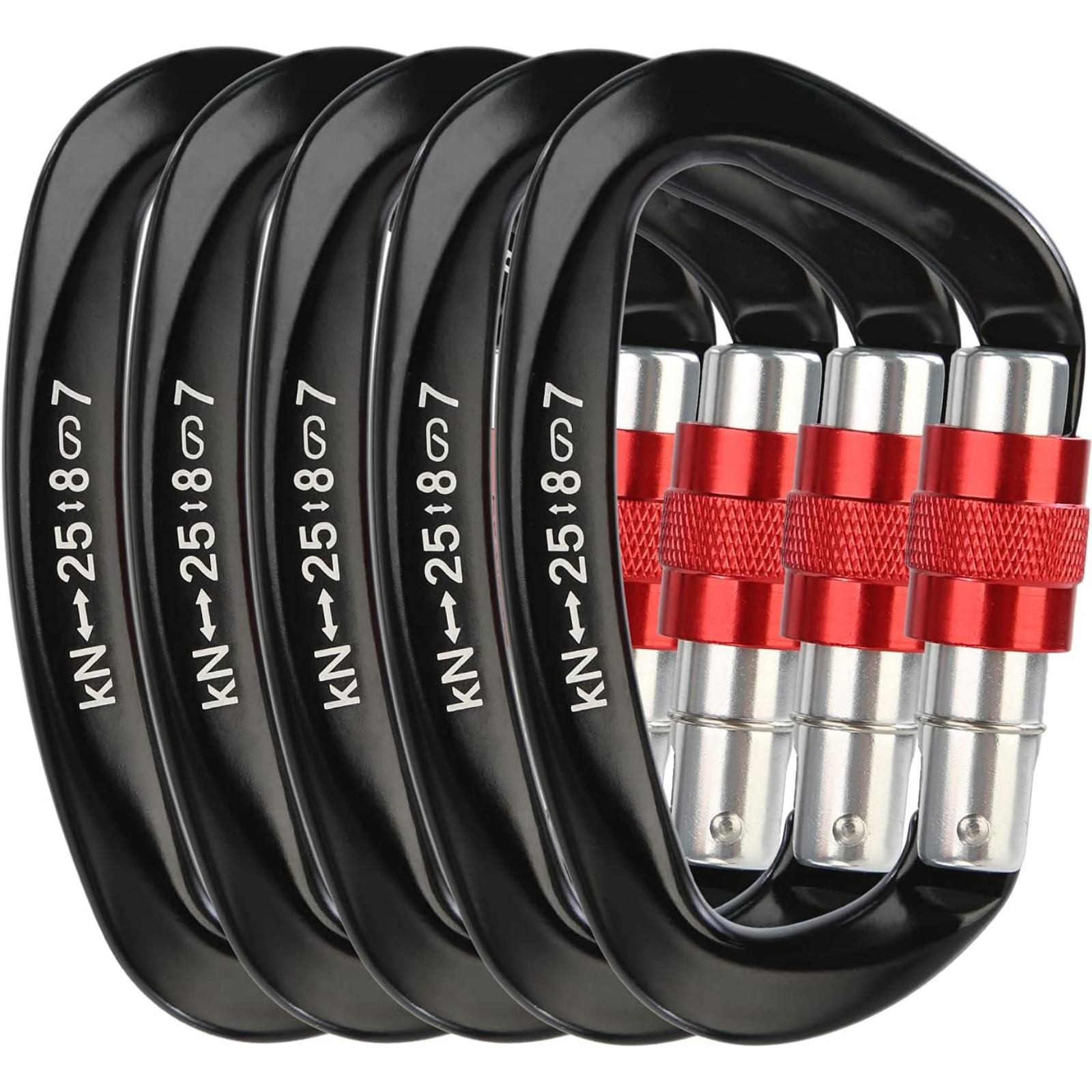 5Pcs/Set 25KN D-Shape Aluminum - Carabiner Locking D บทวิจารณ์และราคา