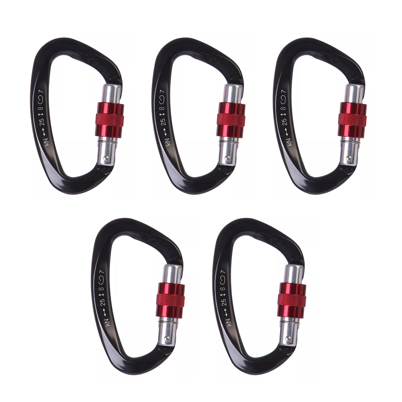 5Pcs/Set 25KN D-Shape Aluminum - Carabiner Locking D บทวิจารณ์และราคา